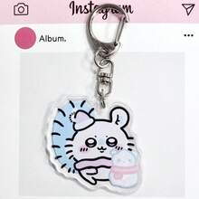 4个/套亚克力钥匙扣可爱创意吊坠钥匙圈批发随机款式，适合作为新年、情人节、复活节礼物 - 彩色 - 查看 6