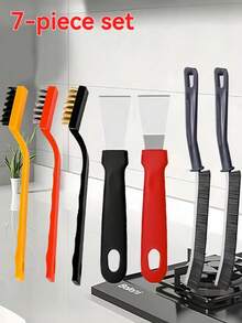 1/5/7 Pcs Multi-Purpose Household Cleaning Brush Kit , Nylon Bristles With Plastic Scrubbers & Scrapers | Soft & Hard Bristles For Kitchen (Pots, Dishes, Sinks), Bathroom (Bathtubs, Grout Lines), Hard-To-Reach Corners - Essential Manual Cleaning Tools For Home, RV & Garage. One Size = Random Small Brush. Brush Not Apricot, Refer To Images For Appearance | Color Difference Due To Shooting Light. - Apricot - View 1