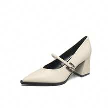 2026 Spring New Stylish Mary Jane High Heels, Comfortable & Elegant White Women Shoes - Beige - View 2