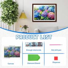 EMIEAUFG Hydrangea Diamond Art Kits For Adults, Hydrangea Flower Diamond Painting Kit For  And Beginners, 5D Round Full Drill Craft, Home Wall Decor 12\ X 16\ - SR72 - 查看 5