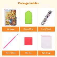 MISCER Sunflowers Diamond Art Kits For Adults, Flowers Diamond Painting Kits For Beginners, 5D Full Drill Round Paint With Diamonds Pictures, Gem Art Painting DIY Crafts Kit Decor 12x16inch - 花-04 - 查看 7