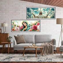 2 Pack Large Diamond Art Kits For Adults, Jes 1us & Virgin Mary Diamond Painting Art God DIY Full Round Drill Kits, Rhinestone Diamond Crystal Craft Canvas Home Wall Decor 31.5x11.81 Inch - 耶穌與我們和聖母瑪利亞 - 查看 5