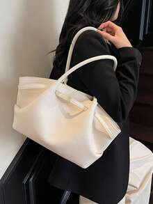 女士时尚单肩包/斜挎包，特别版，优雅设计，大容量，耐用，轻便，适合工作、旅行、商务及各种场合，可装化妆品 - 白色 - 查看 4