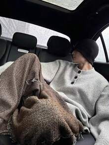 リラックスハイエンド感 ヘンリーカラーニット 男性用 秋冬モデル 韓国系トレンドブランド デザイナーズプルオーバー 柔らかいニットトップス - ライトグレー - チェックする 3