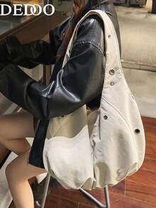 Dedoo Korean Style Nylon Unique Design Shoulder Handbag, Versatile Fashion Commuter Casual Shoulder Tote Bag For Women - Beige - View 9