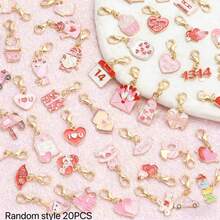 Valentine's Day Theme Keychain Set | Cupid Heart & Bouquet Alloy Pendant, Random Mixed Surprise Combination | Exquisite Gift Set, Suitable For Holiday Gifts And Party Supplies, Daily Gifts, 1pc/5pcs/10pcs/20pcs Random Mixed - Multicolor - View 6