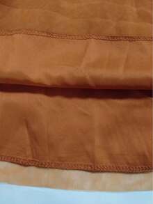 Young Girl Summer Ruffle Trim Mesh Flare Hem Belted Dress - Brown - View 6