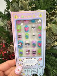 24张/盒 可爱卡通美甲贴纸，防水彩色美甲贴花，派对礼品，生日礼物 - 彩色 - 查看 53