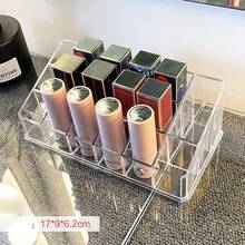 Caja de almacenamiento de lápices labiales de 18 ranuras, organizador de exhibición transparente para brillo de labios, bálsamo labial, estante minimalista para lápices labiales, bolsa de maquillaje, esencial de viaje - Multicolor - Ver 8