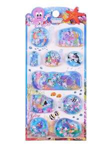 Ocean Animal Shaker Stickers, Underwater Creatures Shark Dolphin Quicksand Crystal Sticker Decals - Multicolor - View 15