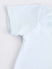 Disney Baby Clothing, Newborn  - Unisex - Disney Stitch Heart-Shaped Cartoon Print - Crawling And Toddling Set - Summer Outdoor Casual Crewneck Crawling Coverall With Triangle Hem Design - Summer Essential - Playful And Fun - Adorably Cute - Perfect Holiday Gift For Infants And Toddlers - 淺藍色 - 查看 7