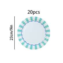 10/20/40/50入夏季粉色條紋西海岸風 9吋與7吋紙盤，單身女派對裝飾、新娘婚前派對用品，橘色與淺粉色條紋一次性蛋糕盤，適用春季早午餐、生日派對與野餐餐具 - 彩色 - 查看 11