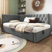 Single Bed 90x190cm, Sofa Bed With Hydraulic Storage, Velvet, Without Mattress, Multicolour Optional.