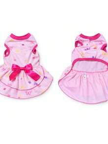Roupa pet vestido de malha borboleta fofinho fresquinho verão para cachorras e gatas - Rosa Bebê - Visão 4