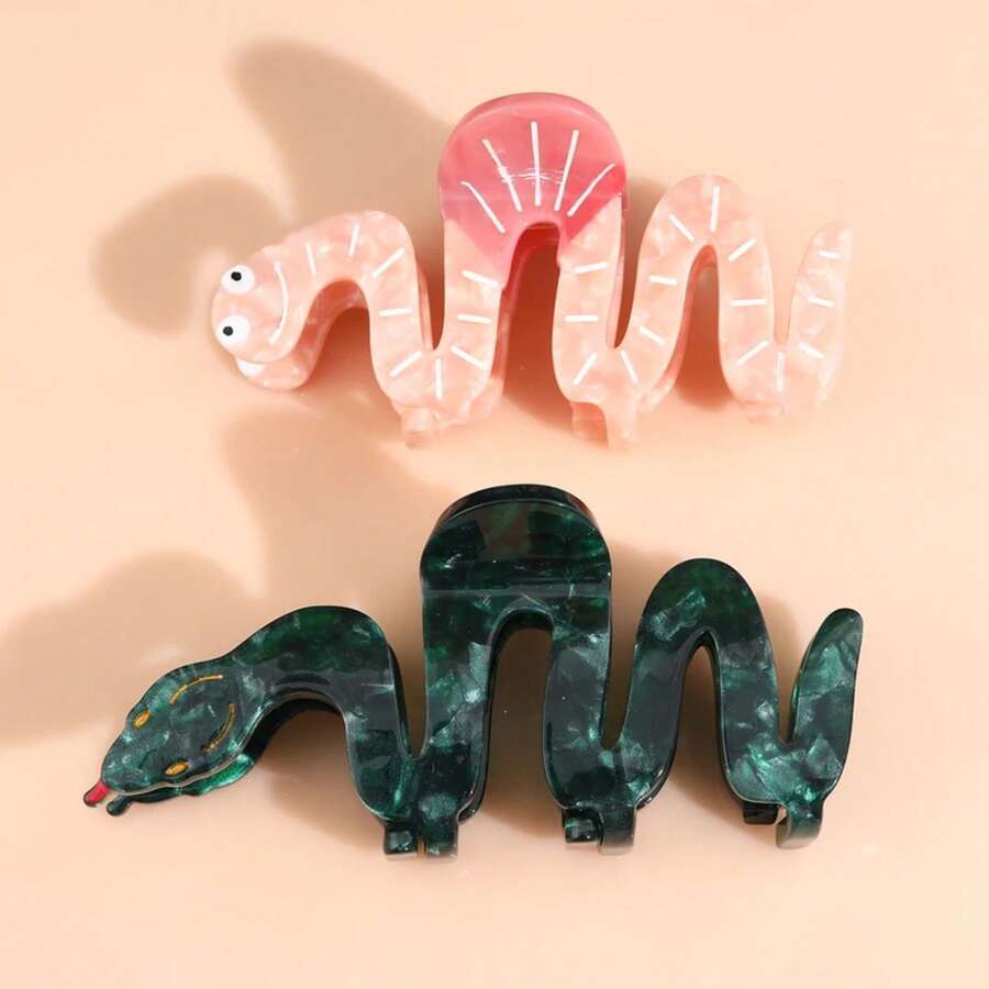 Pinza para el pelo divertida y divertida, pinza para el pelo de vinagre personalizada, clip duradero antideslizante, serpiente verde creativa, rosa, 1. UJPR - H1348 - Ver 1