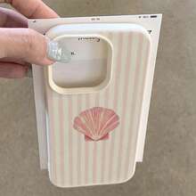 1 pièce Étui de téléphone en matériau TPU avec motif de coquille rayée rose frais, compatible avec iPhone 17 Pro Max/17/16 Pro Max/15/13/12/11, S20 FE/A15/S24/A55, compatible avec Redmi Note 11/Note 12/Note 13 Pro, protection antichute complète, étui de téléphone protecteur souple, version internationale, pas la version domestique - Blanc - Voir 3