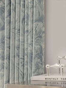 1PC European Chenille Jacquard High-End Blackout Curtain For Luxury Living Room Bedroom Villa Balcony,High Quality Blackout Curtain 84 Inch Long - Baby Blue - View 7