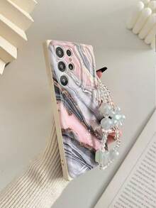 奶油色波浪纹大理石纹防摔手机壳，搭配手工串珠手链配件，兼容 16/11/16 Pro/16 Plus/16 Pro Max/16 e/15 Pro Max/13/14/12/XS/XR/7G/8P、Galaxy 11/12 Pro/12/12 X/13 Pro/14 Pro/15 Pro、Redmi 10/9/Note9/12c/Note11 Pro/Note8 Pro - 彩色 - 查看 5