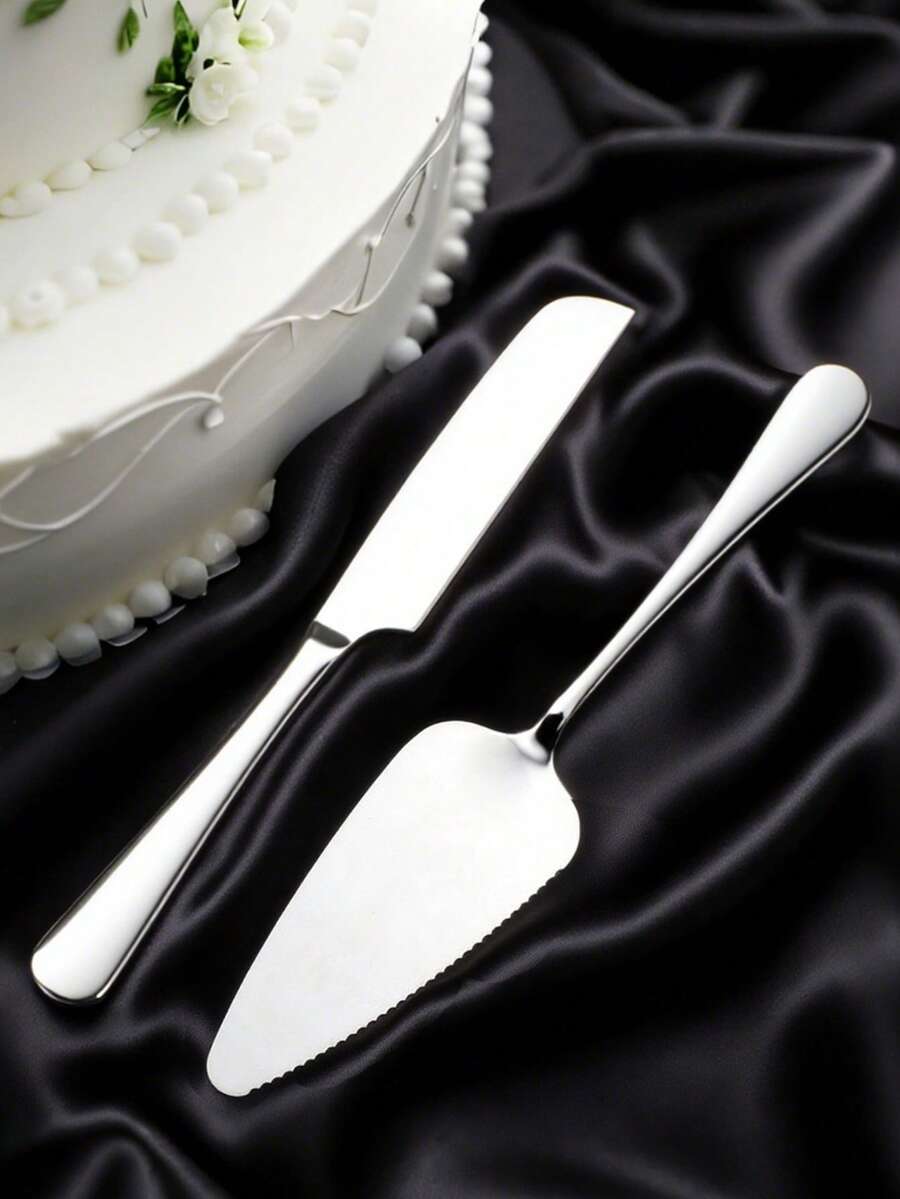 1pc/2pcs Stainless Steel Cake Spatula, Cake Knife, Dessert Knife, Bread Knife, Wedding Birthday Cake Serving Knife, Pizza Peel