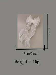 1个/2个白色蝴蝶结发夹 - 发饰 - 适用于制服、辫子和马尾辫 - 优雅可爱的发夹，适合休闲装扮，网纱材质，大蝴蝶结，丝带，发夹，公主风，仙女风，顶部发夹，白色马尾辫，尖头发夹