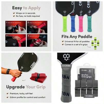 - Drytec Overgrips - Paddle Grip Tape - Absorbs Shock Moisture - 4 Pack