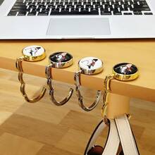 1pc Circular Foldable Bag Hanger, Creative English Letter Design Portable Desk Hook For Purse, Backpack Storage