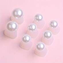 8 Silicone Petal Nail Separators - Black Petal Toe Separators, Women's Nail Care Tools, Daily DIY Design, Durable Stickers - 白色珍珠 - 查看 2