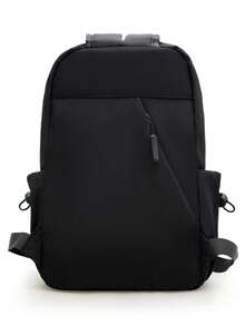 Large Capacity Black Minimalist Backpack, Laptop Bag, Commuter & Student Casual Backpack - Black - View 6