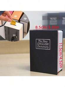 Alcancía con forma de libro de diccionario creativa con cerradura, cerradura de oculta, caja de almacenamiento de monedas/contenedor de ahorro