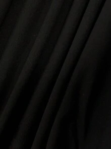 女士U领短袖T恤，新款夏季蕾丝边设计，休闲百搭时尚修身露脐上衣 - 黑色 - 查看 7