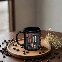 1pc 11oz Black Mechanic Toolbox Mug, Mechanic Coffee Cup, Auto Repair Gift, Perfect For Birthday, Party, Holiday, Christmas Gift - Multicolor - View 4