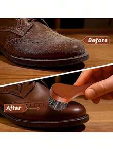 4件套马毛鞋刷套装，抛光刷，皮革鞋靴护理刷，天鹅绒鞋布 - 彩色 - 查看 8