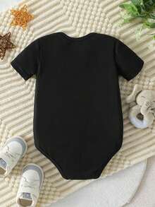 Disney Baby Clothing, Newborn  - Unisex - Disney Stitch Alphabet Cartoon Print - Crawling And Toddling Set - Summer Outdoor Casual Crewneck Crawling Coverall With Triangle Hem Design - Summer Essential - Playful And Fun - Adorably Cute - Perfect Holiday Gift For Infants And Toddlers - Black - View 2