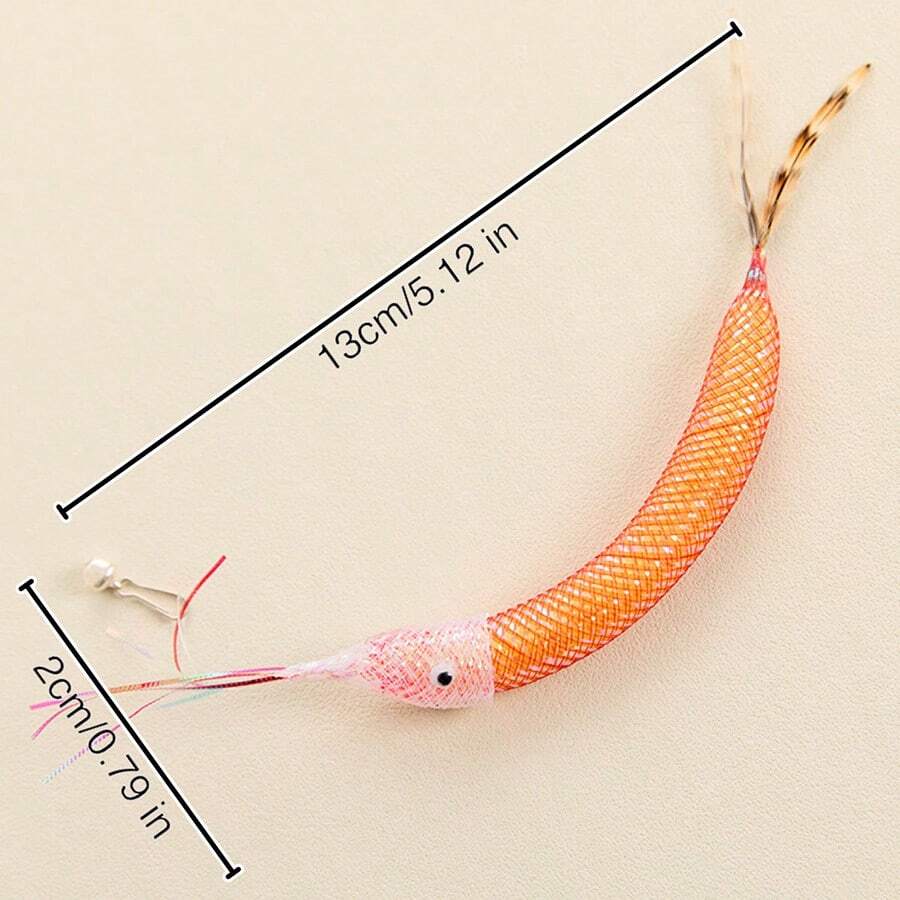 1个手工制作的逗猫棒替换头，宠物玩具。防抓防咬。配有通用挂钩。逗猫棒可在1秒内更换。 - 橙黃色 - 查看 1