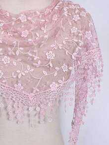 1pc Women's Fashionable Ditsy Floral Flower Edge Triangle Scarf Headband Boho Bandana,Hair Band,Head Band Ideal For Dressing Up Your Look Valentine's Day Valentines - 玫紅色 - 查看 2