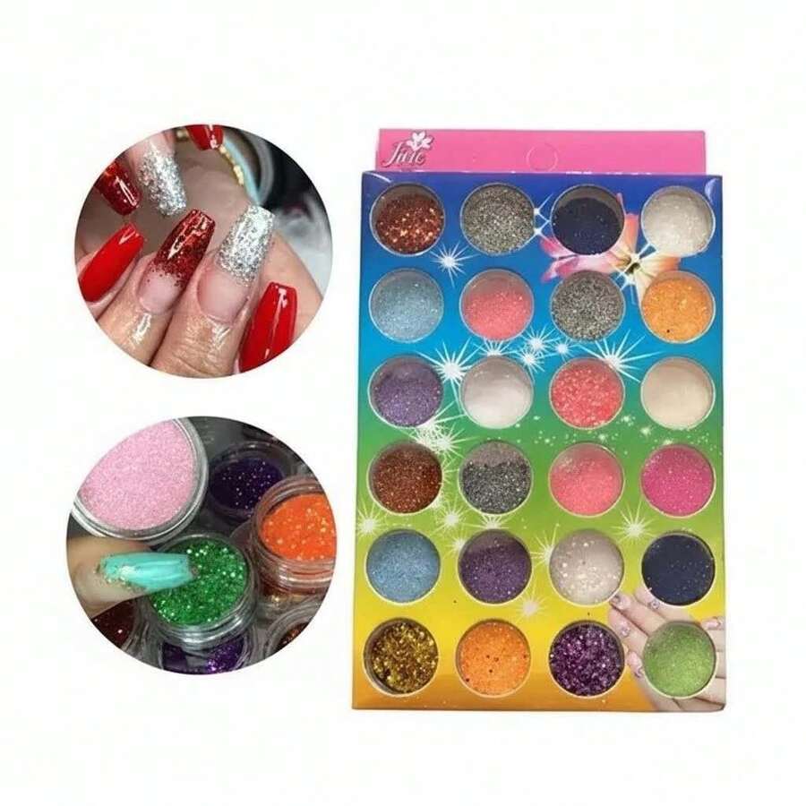 Kit c/24 unidades Glitter Flocado  Para Decoração De Unhas Encapsuladas ~ C&S BAZAR~ - Multicolorido - Visão 1