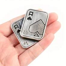 Metal Fidget Gadgets - Metal Poker Push Card Fidget Slider Stress Relief Device, EDC Toy For Adults, Haptic Coin, Gifts For Office Desk Toys - 顱骨 - 查看 6
