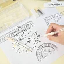 1 Set/8 Piezas Juego de Compás Transparente, Duradero y Resistente a Caídas, Herramienta de Dibujo para la Temporada de Regreso a Clases