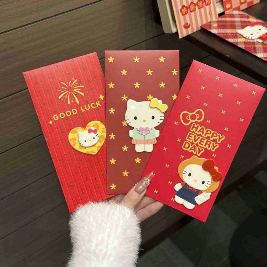1pc New Japanese Anime Cartoon Peripheral Red Envelopes, Cute Cat Q Cute Red Envelopes, New Personalized Red Envelopes, New Year's Money, Vertical Board Red Envelopes, 3D Cartoon Red Envelopes, Small Gifts, Small Gifts For Friends And Family, Random Styles Not Specified, Please Choose Carefully If You Mind, Little Fairy,New Year's Gift, Valentine's Day Gift, Easter Gift,Stochastic Style - Multicolor - View 1