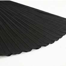 【3D褶皱弹力腰身设计】宽松飘逸的黑色雪纺半身裙，优雅百搭，适合春秋季工作、约会、正式场合及日常穿着。 - 黑色 - 查看 5