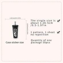 50张卡通梦幻黑色美学贴纸套装，复古哥特风格贴纸，时尚ins贴纸，适用于水瓶、滑板、行李箱、笔记本电脑、汽车、主题派对用品 - T - 查看 5