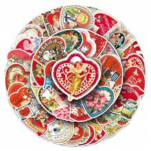 50张复古情人节装饰贴纸，包括复古卡通贴纸、情人节礼物、心形贴纸、粉色贴纸，适用于笔记本电脑、保险杠、滑板、水瓶、电脑、手机等。 - N - 查看 8