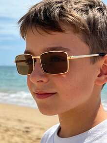 1pc New Fashion Glasses For Teenagers And Students - Suitable For Driving And Fishing, Full Metal Frame, High-End Style Glasses For Boy - Multicolor - View 3