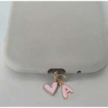 1pc Pink Heart-Shaped Metal Dust Plug, 26 Letter Heart Charging Port Protector Cover, DIY Phone Decor Compatible With Apple/Type-C, Mobile Device Dust-Proof Accessory, Girly Letter Heart Dust Plug, Gift For Friends, Valentine's Day Gift, Festival Small Gift Gifts For Mother, Family, Friends, Kids, Birthday, Holiday Phone Accessories Phone Charm - Pink Type-c - View 20