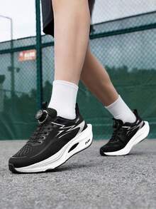 Men's Marathon Running Shoes, Breathable Upper Design, Rotary Button Easy On/Off, Soft Outsole For Comfortable Wear, Suitable For Fitness, Outdoor Sports, Essential For Marathon Enthusiasts - Black - View 10
