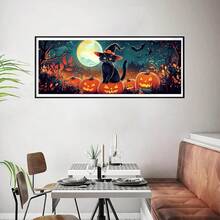 Bimkole Large Diamond Art Kits For Adults Halloween Pumpkin, Full Drill 5D DIY Rhinestone Embroidery Set Paint With Diamonds Art By NFUmberss Kits Cross Stitch Home Wall Craft Decoration 31.5x11.81 Inch - 大南瓜貓 - 查看 4