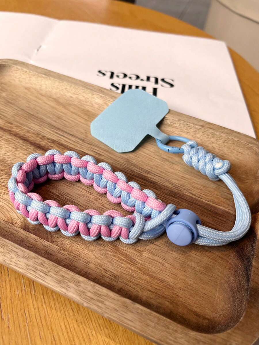 Correa para muñeca ajustable para teléfono, banda tejida corta, accesorio deportivo de moda al aire libre, adecuado para hombres y mujeres, durable compatible con Android y la mayoría de teléfonos inteligentes, regalos para madre, familia, amigos, niños, cumpleaños, vacaciones - Azul menta - Ver 1