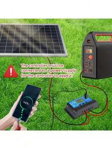 便携式太阳能电池板套装，带充电控制器 - 1 个太阳能充电板，适用于房车、露营、徒步旅行、汽车、船只、手机、户外照明、监控、宠物棚等 - 包含电缆、USB 5V 输出、多种供电方式