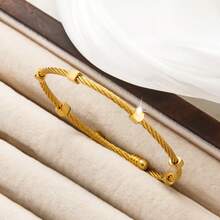 1 chiếc vòng tay nữ bằng thép không gỉ mạ vàng 18K, phối màu vàng và bạc - Thiết kế xoắn ốc có thể xếp chồng lên nhau, phù hợp cho cả ngày thường và những dịp đặc biệt, là lựa chọn quà tặng hoàn hảo cho nam, nữ và gia đình/bạn bè. - vòng tay dây thừng - Xem 16