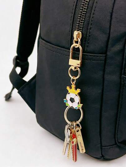 1pc Football Shaped Keychain, Sports Theme Keychain Series Including Volleyball Keychain, Basketball Keychain, Suitable For Football Event Gifts, Car Key Chains, Creative Football Pendant, Great For Birthday Gifts, Valentine's Day Gifts, Fashion Handbag & Backpack Accessories